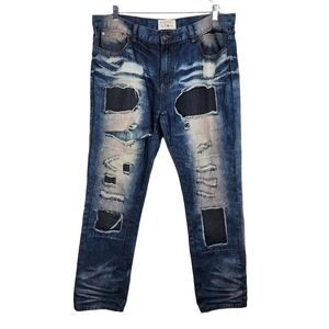 BLEECKER & MERCER SHREDDED DENIM JEANS